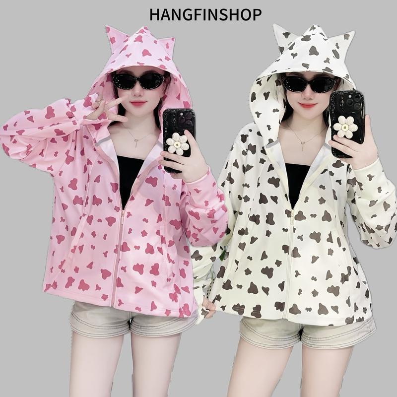 Áo Khoác Nữ Chống Nắng Form Rộng BaByDoll Tai Mèo Xinh Xắn Túi Khoá Ngoài kèm Túi Trong By Hangfinshop