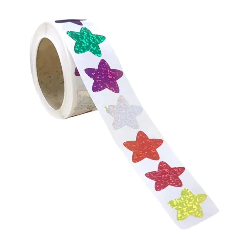 500Pcs Colorful Star Stickers Roll Card Making Sparkly Decorative Self Adhesive Incentive Stickers Sealing Stickers for Kids Food Containers