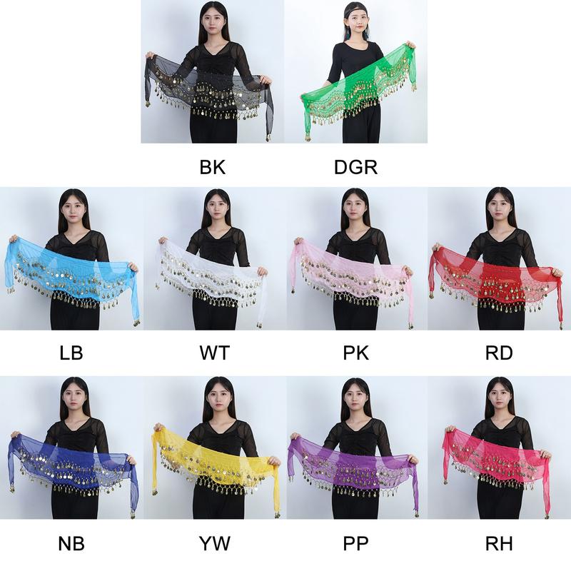 Product Introduction of Belly Dance Sequins Chiffon Skirt Costumes Shiny Tassel Waist Chain Scarf Skirt Costume For Yoga Belly Dancing 27