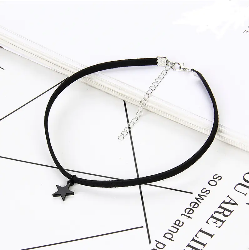 Vòng cổ dây chuyền choker nữ vải treo mặt ngôi sao đen siêu cá tính dự tiệc đám cưới Chain Trang Sức Women Jewelry 1