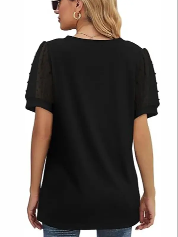 【Plus Size】Plain V Neck Tee, Casual Basic Short Sleeve T-shirt for Summer, Women's Plus Clothing for Daily Wear, Top, Tshirt, Womenswear, Lady Top 4