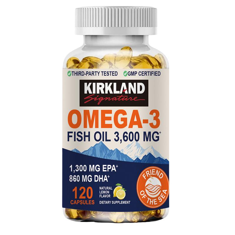 Dầu cá không chứa Burr cao cấp KIRKLAND Bổ sung Omega 3 hỗ trợ khớp mắt não và hệ miễn dịch 120 viên