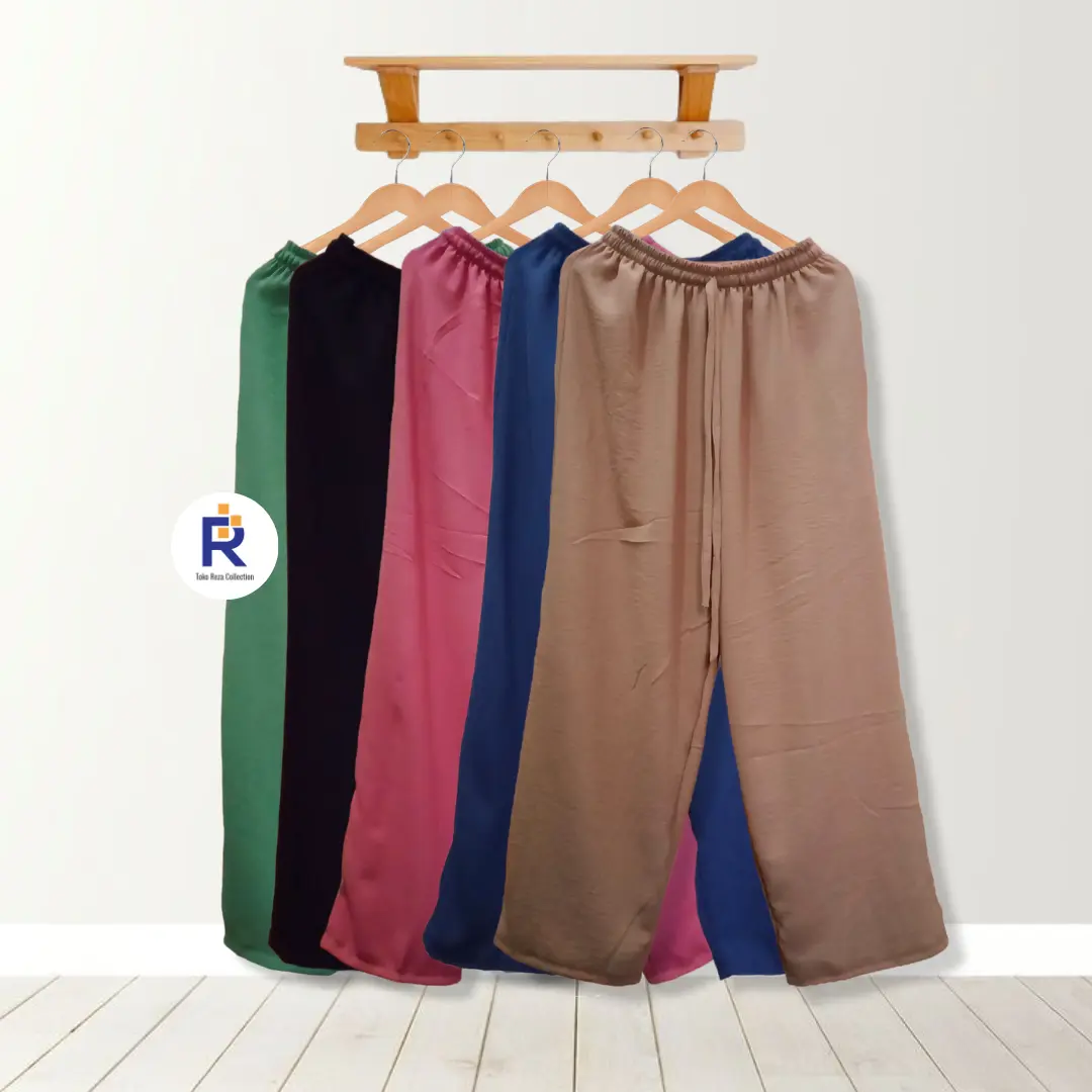 Celana panjang karet elastis wanita dewasa remaja muslimah pants korean style bahan katun crincle terbaru 2022 kekinian sehari-hari resmi size L XL Nyaman Crinkle Airflow