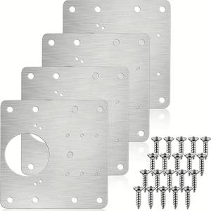 4pcs Placa fija de reparación de bisagra de acero inoxidable para gabinete, cocina, puerta de armario y cerradura. Kit de reparación y reemplazo de bisagras #TOP PICKS
