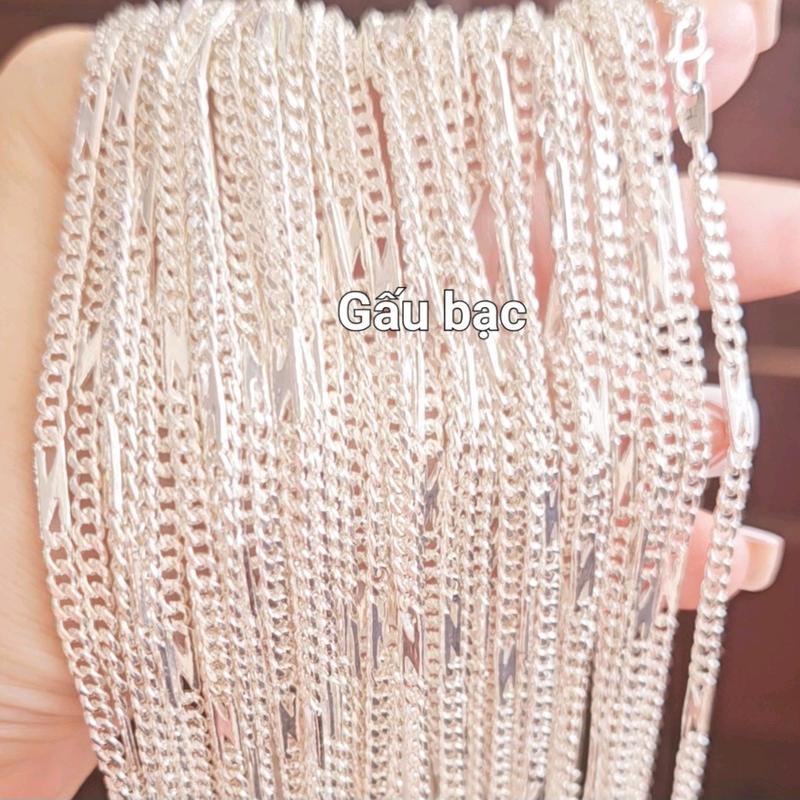 Dây khoen lật N bản 3li bạc ta (bạc mười)- Gấu bạc