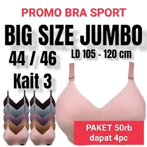 PROMO PAKET HEMAT 50rb Dapat 4pc BRA SPORT BH WANITA SIZE JUMBO 44 46 48 50 CUP BESAR Tanpa Busa