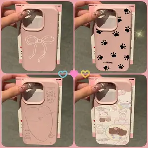 Pink HP Case Untuk iPhone 13 11 Casing iPhone 11 16 15 Pro Max 12 14 15 16 Pro Max XR XS Max Tekstur Kulit Penutup Pelindung Anti Guncangan Seperti Kulit Imitasi Shockproof Ponsel Silikon Case Cover Ponsel Gaya Ultra-Tipis Yang Modis