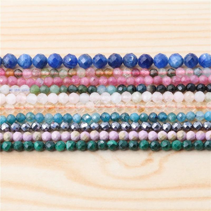 Natural Stone Garnet Rudy Citrine Malachite Opal Tourmaline  Round Faceted Beads Size 2 3 4MM For Jewelry Making Diy Bracelet 2
