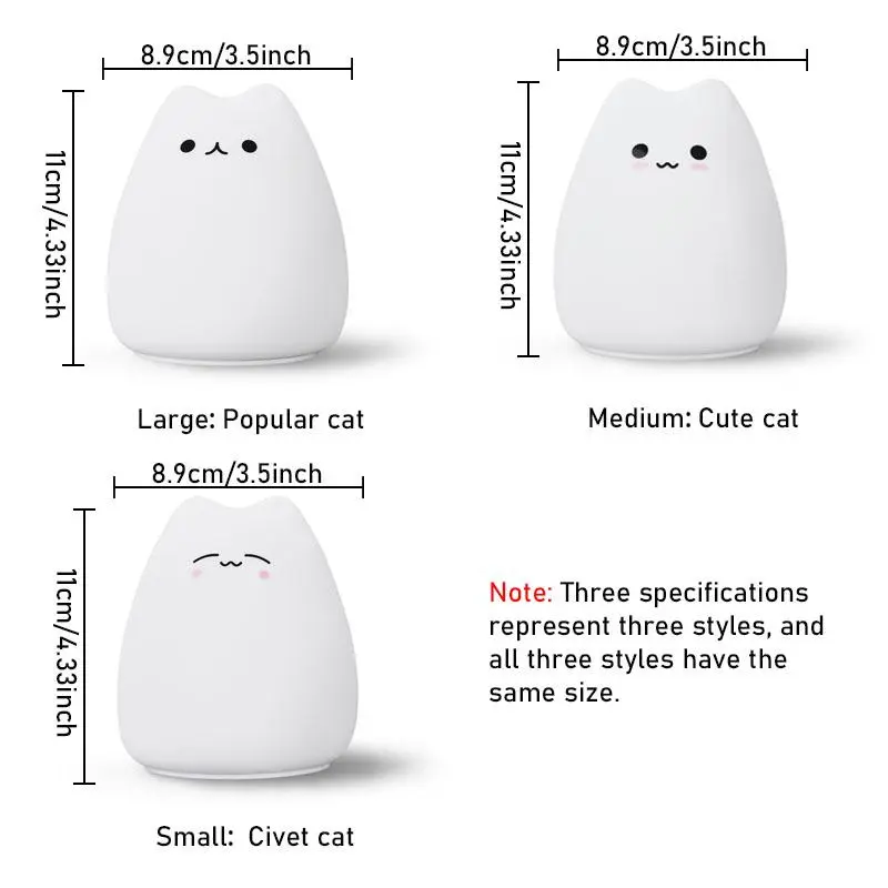 Cute Cat Color Changing LED Lights for Bedroom, 1 Piece Desktop