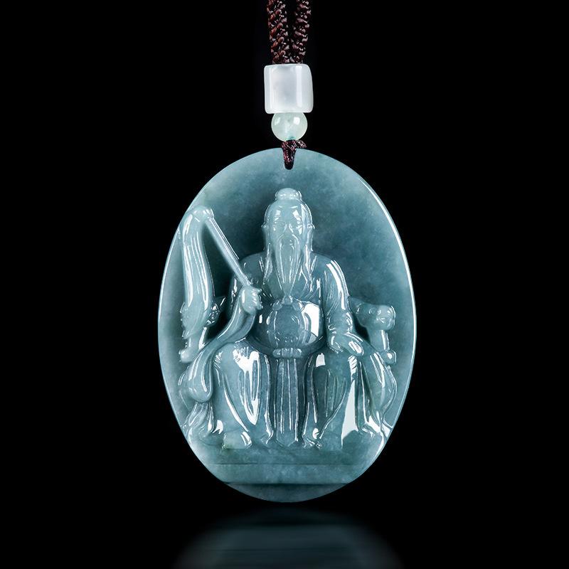 Natural A jadeite blue water Taoist primeval pendant pendant jade pendant 5