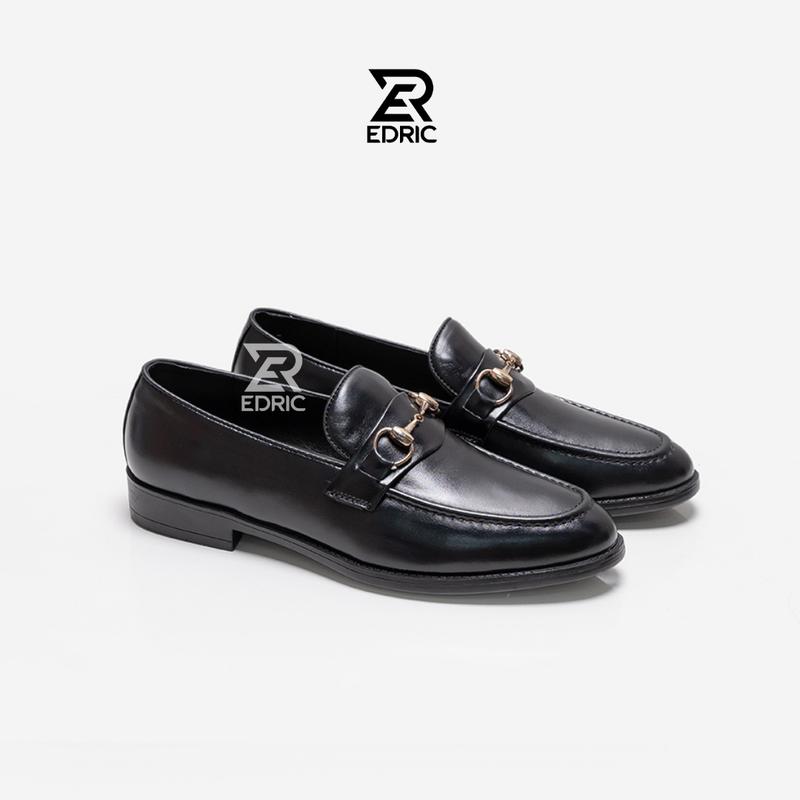 CT 03 : Giày Nam Horsebit Loafer, Giày Lười Nam Cao Cấp EDRIC SHOES , Giày Da bò Bản Nâu / Đen trơn phối khóa kim loại đế cao su đúc nguyên khối 3cm đi làm, dự tiệc, làm quà tặng ( Size 38 - 44 ) Horsebit Loafer Shoes Penny Loafer giay  nam