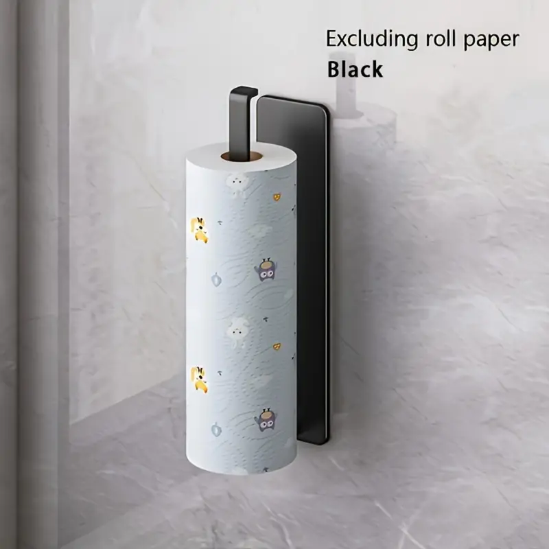 Stainless Steel Paper Towel Holder, 1 Count Wall Mounted Kitchen Roll Organizer, No-drill Cling Film and Cloth Storage Rack, Restroom Supplies, Home Goods 7