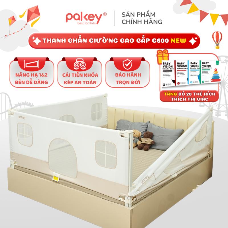 [Mới 2025] Thanh Chắn Giường Pakey Cao Cấp G600 Nâng Hạ Cả 1&2 Bên Tiện Lợi, Chiều Cao Tối Ưu 105cm An Toàn Cho Bé