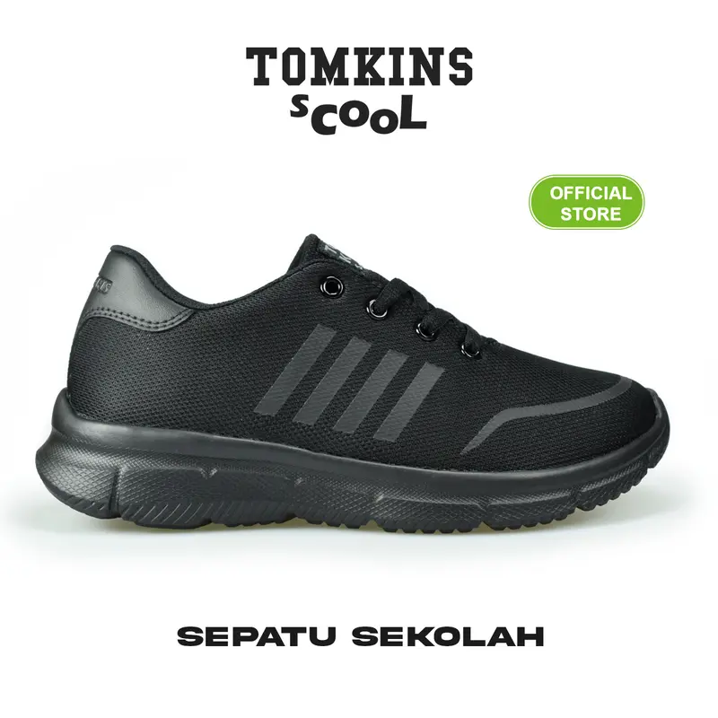 TOMKINS Scool Swarm One - Hitam Sepatu Sekolah Anak Remaja Sneakers Olahraga Casual 0