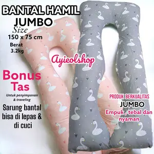 Bantal Hamil Jumbo HCS Premium Quality 3kg + Tas Gratis - Bayi, Empuk