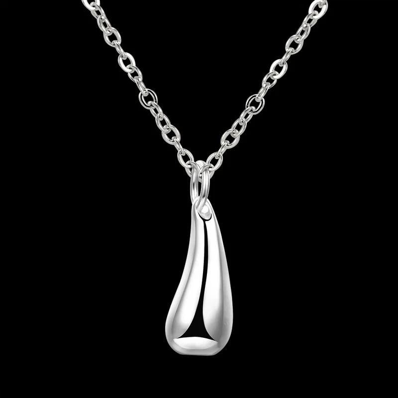 Vòng cổ với mặt dây chuyền giọt nước Màu bạc Sterling 925 dành cho phụ nữ, đồ trang sức thời trang cho tiệc cưới, quà đính hôn 2