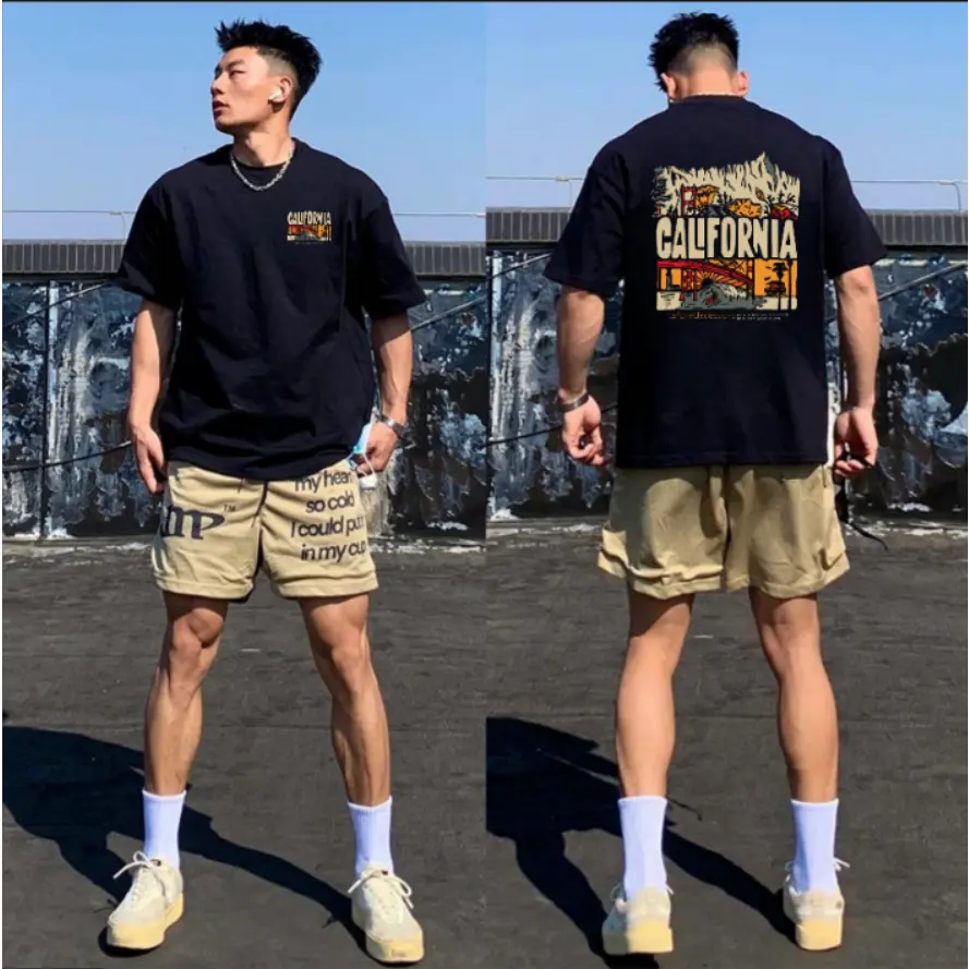 CALIFORNIA T-shirt Atasan Baju Kaos Oversize Pria Hitam Dewasa Distro Lengan Pendek Keren Premium Street Style Round Neck C199 Nyaman