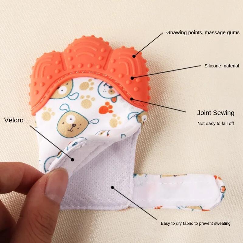 Product Introduction of Cartoon Printed Teether Mittens Chewing Gloves for Children & Babies Teethers Anti Eating Hand Teething Toys Baby Stuff 16
