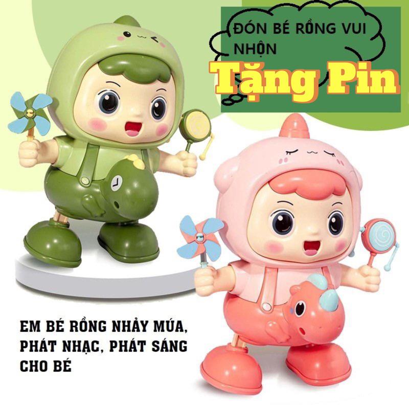 Tặng Pin Đồ Chơi Âm Nhạc Phát Sáng Khủng Long Nhảy Múa Phát Sáng Phát Nhạc Cho Bé Voi voi nhún nhảy đồ chơi