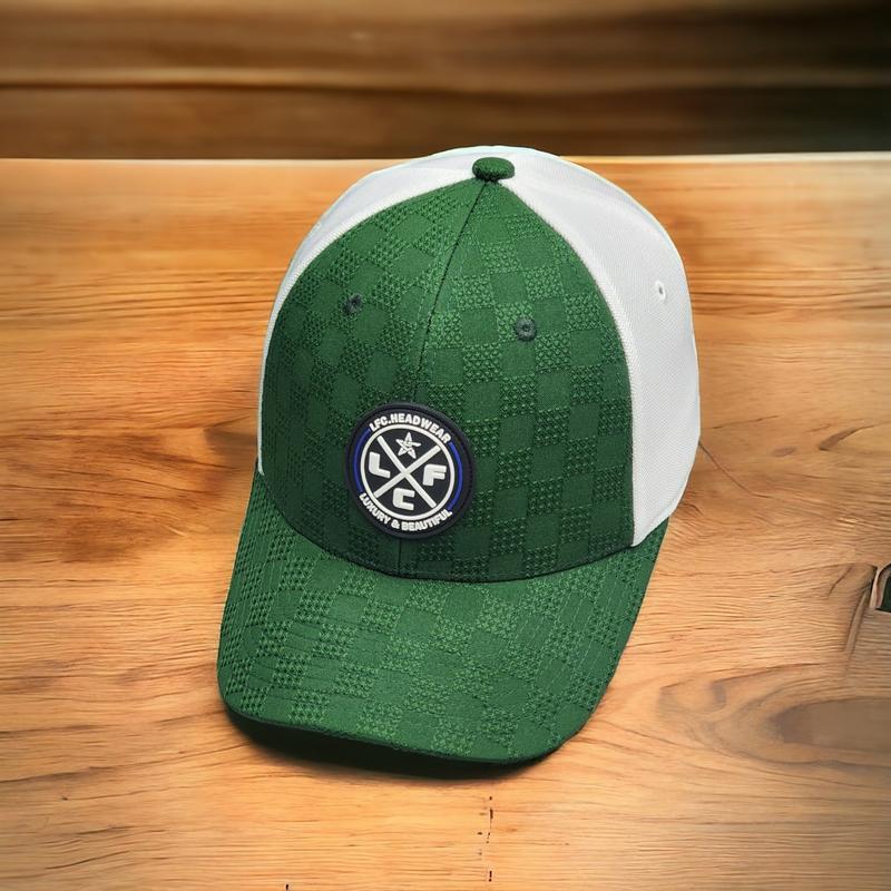 MŨ LƯỠI TRAI LFC BÍT ĐUÔI THÊU LOGO CAO SU TRÒN VẢI POLY XANH HỌA TIẾT CARO PHỐI LƯỚI MÚT (SIZE 55-57)