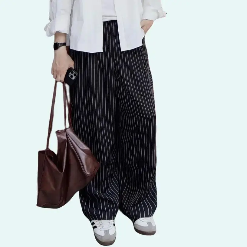 Quần dài Kẻ Sọc ống rộng lưng chun vải Tuytsi chống nhăn dáng suông V2 FAFIC STUDIO nam nữ UNISEX