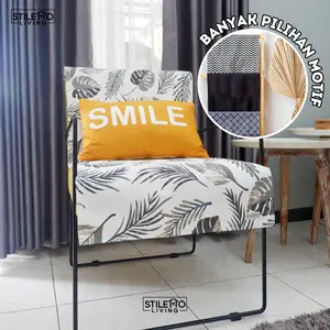 STILETTO - Cover sofa 1 satu seater 55 x 150 cm - Sarung/Tutup sofa kursi kayu besi - Kain kanvas linen premium Dekorasi