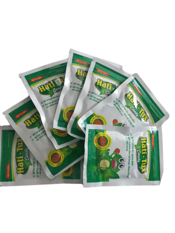 (Hộp 20 gói x 8 viên) Kẹo hati tux - hỗ trợ giảm ho, đau rát họng, khản tiếng 3