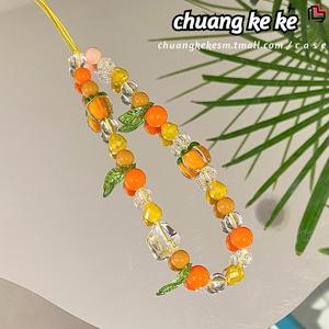 Lanyard Tangerine Comel ✨ Warna Bertuah CNY - Rantai Kunci Manik & Tali Pergelangan Tangan (Aksesori Telefon Kawaii 2024)   Charms Phone Phone Straps keychain  f1  e  money beaded  keychain
