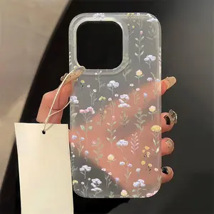 INS Matte Casing Case Untuk iPhone 11 13 15 14 12 Pro Max 15 14 Plus Casing Soft Case Transparan Matte Ultra Slim Motif Bunga
