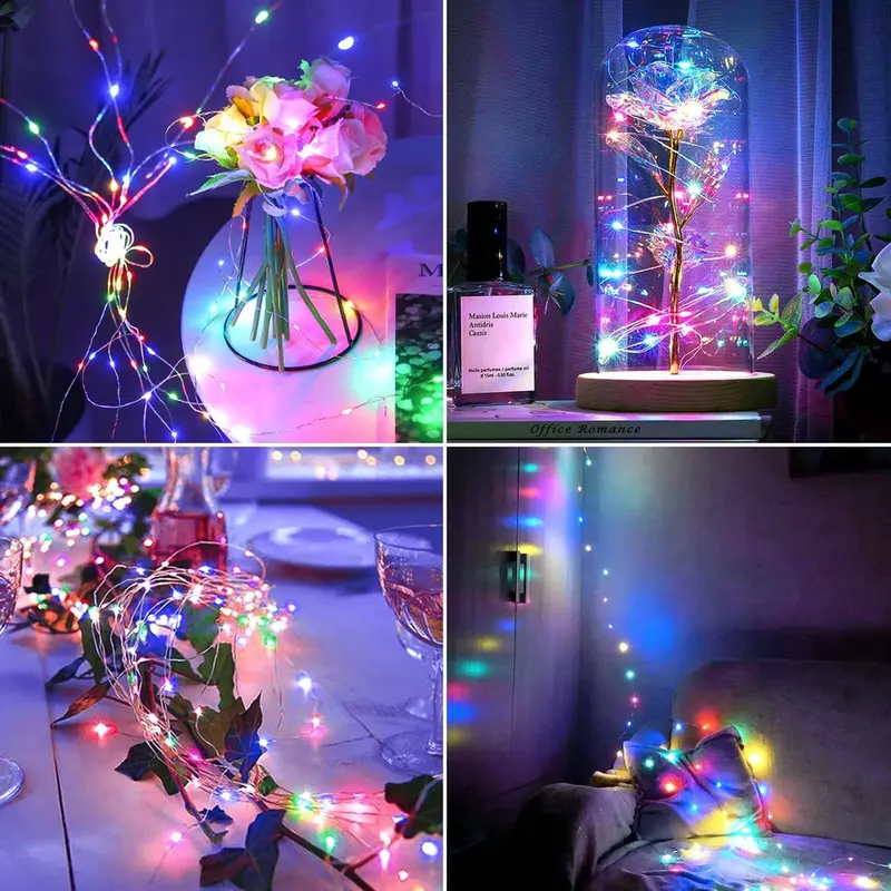 Đèn năng lượng mặt trời, Đèn dây cổ tích LED, Không thấm nước, 8 chế độ ánh sáng, Có sẵn trong 103m / 52m / 42M / 32m / 22m / 12m / 7M, Thích hợp cho sân vườn, chủ đề, cây, trang trí đám cưới, quà tặng Giáng sinh và Năm mới 4