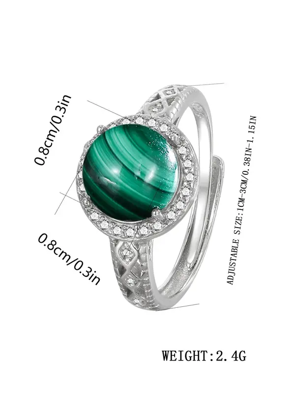 S925 Sterling Silver Vintage Style Crystal Decor Adjustable Ring, 925 Sterling Silver Jewelry for Party, Daily Decor, Trendy All-match & Exquisite Jewelry for Birthday Gift 4