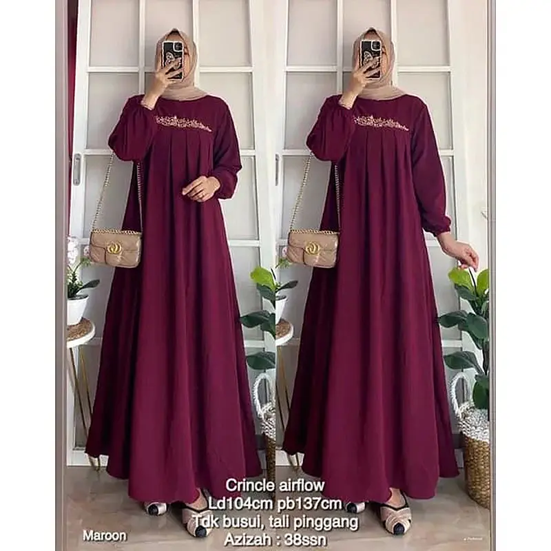 Gamis AZKIYA MAXY DRESS BORDIR crinkle airflow premium 4