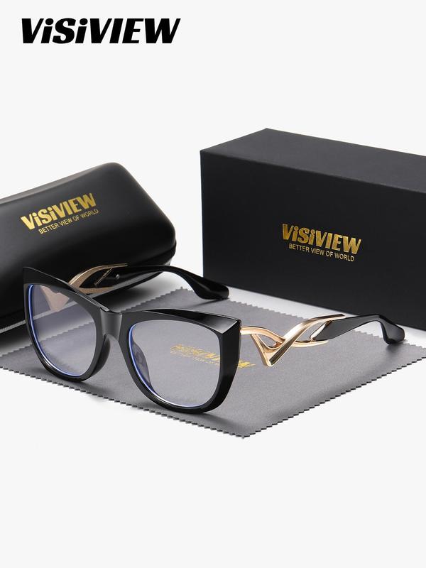 Unisex Stylish Full-frame Glasses, Square Clear Lenses Anti-blue Light Glasses, Fashion Eyewear for Work, Daily Clothing Decor, for Student Daily Use, with Zipper Glasses Box & Glasses Cloth 0