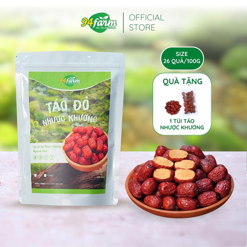 [Tặng 1 túi táo] 1 kg Táo đỏ Nhược Khương Size 26 quả/100g - khô tự nhiên 94farm Snack Food Ăn Vặt Thức Ăn Chua