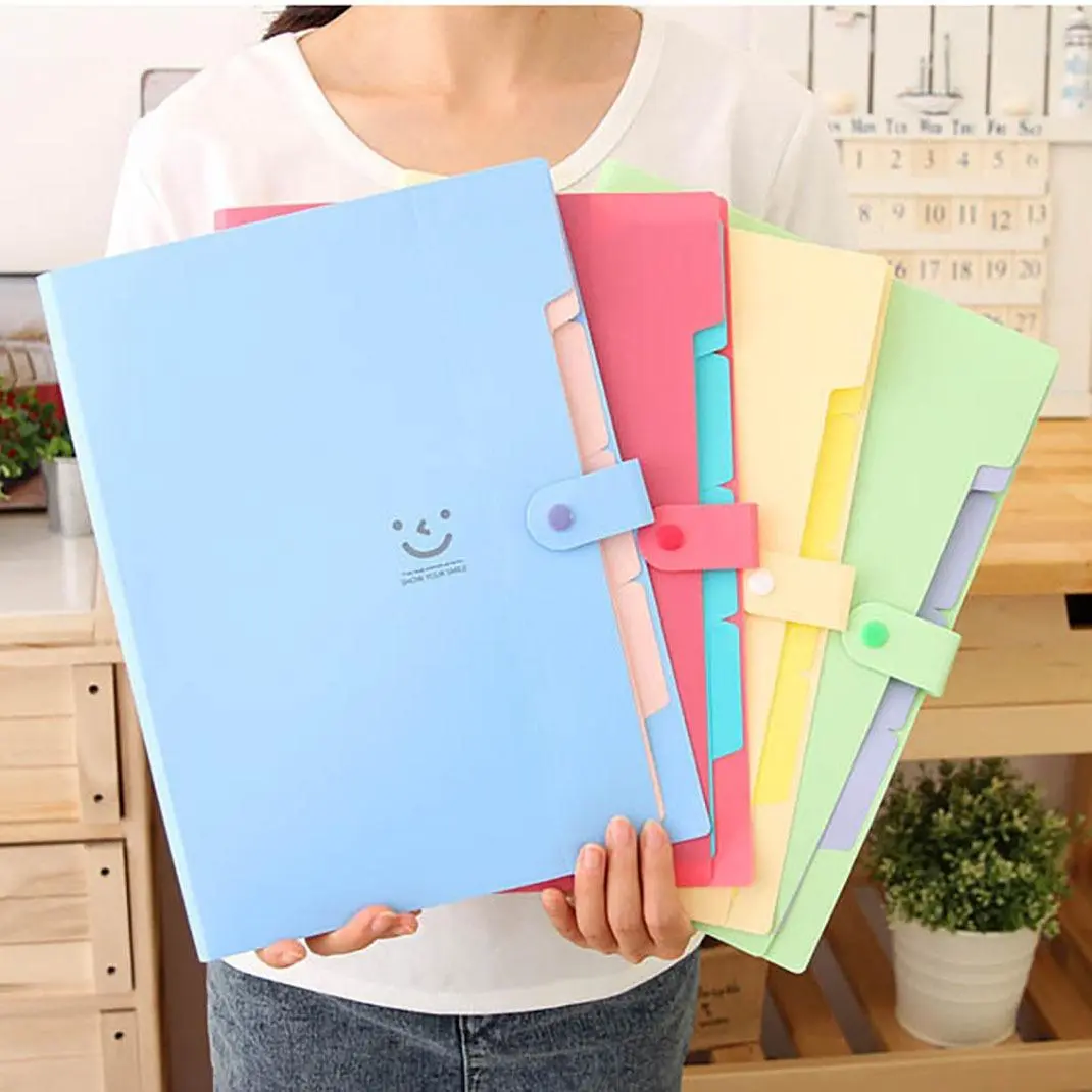 A4 File Folder, 1 Count Multi-layer Insert File Folder, File Storage Bag, Office Stationery Organizer & Supplies for Home School Office