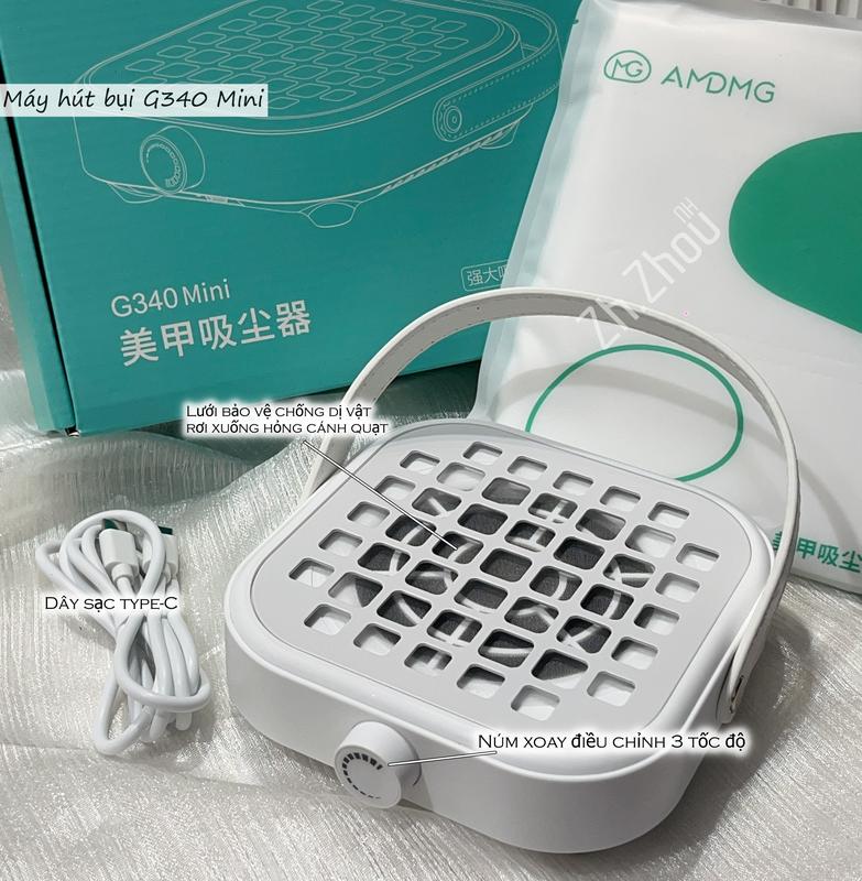  Máy hút bụi làm móng MINI AMDMG G340  Tặng kèm sạc + túi giấy lọc bụi  máy hút bụi móng cao cấp 