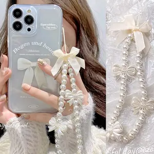 Tali Lanyard Gantungan Hp Hiasan Hape Manik Pita Aesthetic Simple