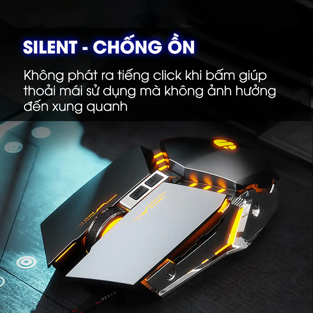Chuột gaming máy tính SIDOTECH INPHIC W2 có dây silent 7 nút bấm chống ồn có app led macro cho game thủ | BigBuy360 - bigbuy360.vn