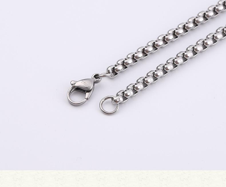 Product Introduction of 2,5mm thick electroplated square Pearl titanium steel pendant necklace 60cm long DIY decorations women necklace jewelry 3