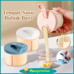 Mumystation Tempat Penyimpanan Susu Bubuk Bayi 4 Sekat Portable Milk Powder Container Baby Tempat Susu Makanan Anak