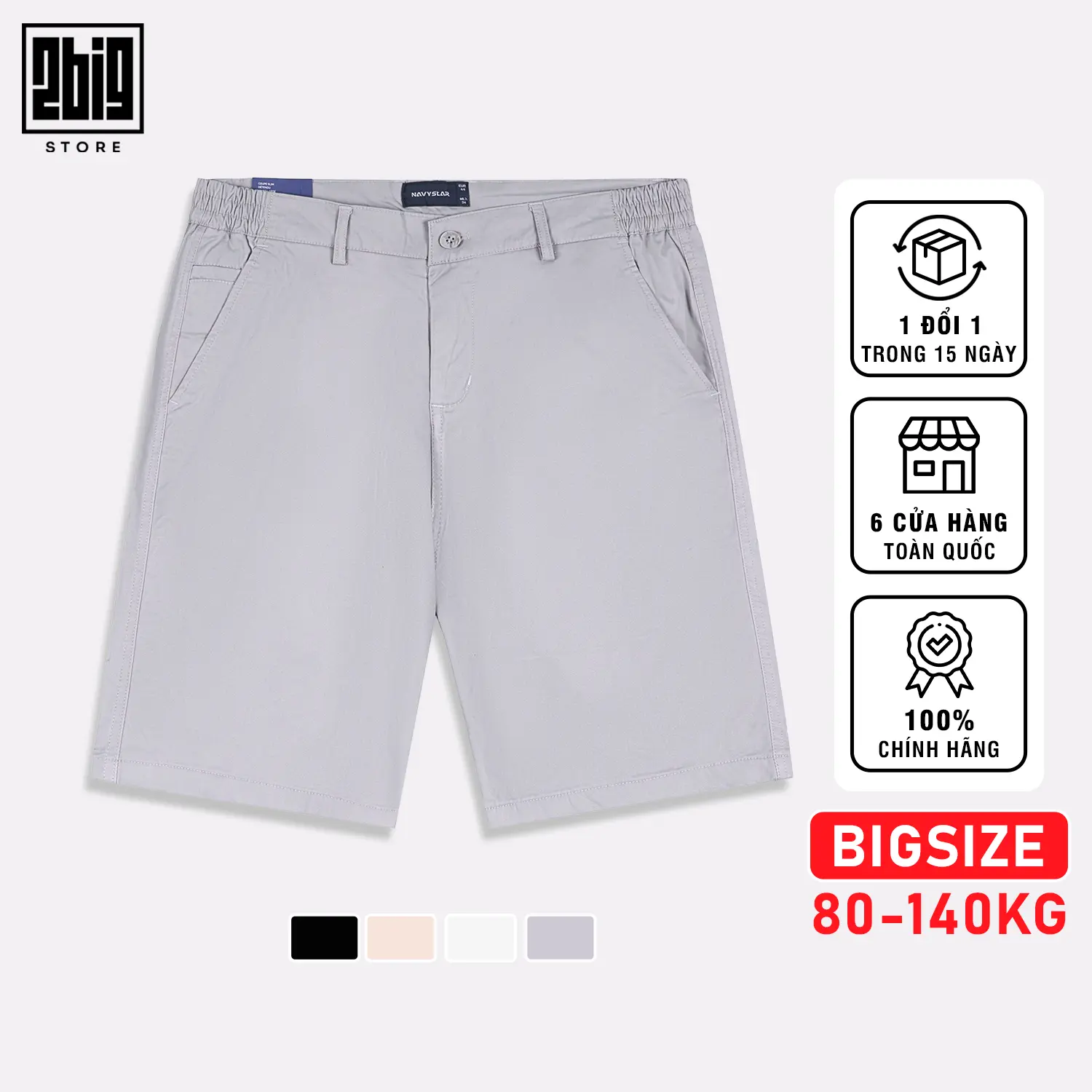 2BIG - BIGSIZE NAM 80-140KG QUẦN SHORT KAKI TRƠN NAVY CAO CẤP NAM PHÙ HỢP MỌI ĐỘ TUỔI