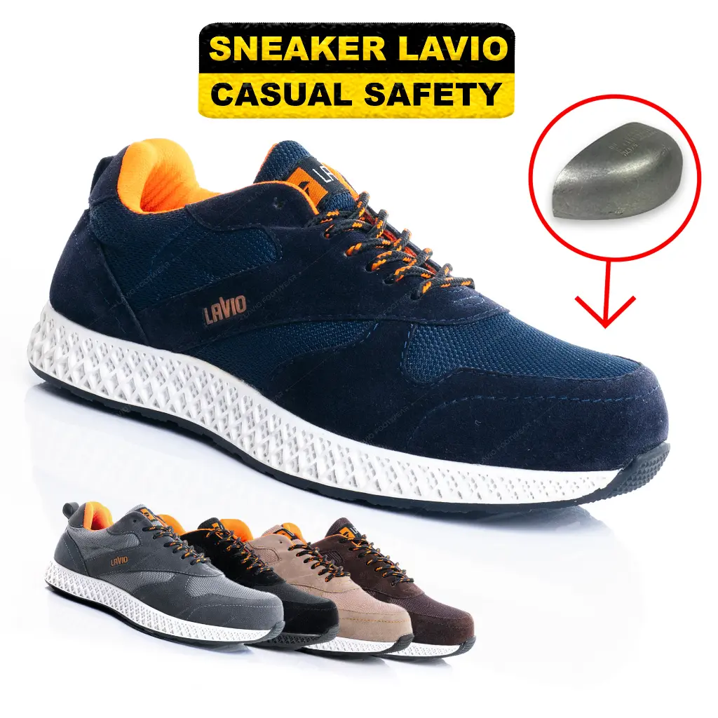 Sepatu  Sneakers Pria Original Branded Keren Lavio Alden bahan Suede Septi Safety Ujung Besi Rubber ringan Casual Kerja Shoes Synthetics Brown Work & Safety Footwear sepatu  safety