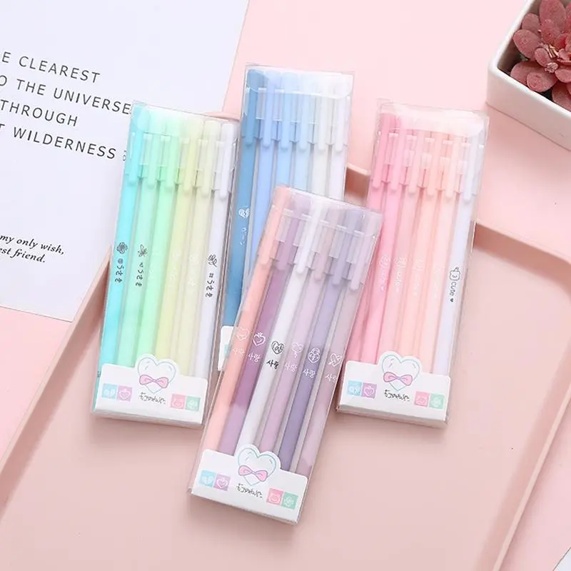 Minimalist Pastel Toned Ballpoint Pen Set, 6 Counts/set Vintage-style Creative Ballpoint Pen, Stationery Supplies, Writing Pen for Office School Student