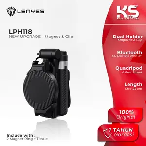LENYES 4IN1 Mini Hand Grip Tripod Bluetooth Selfie Stick Magnetic / Clip Phone Holder Tongsis Portable LPH118