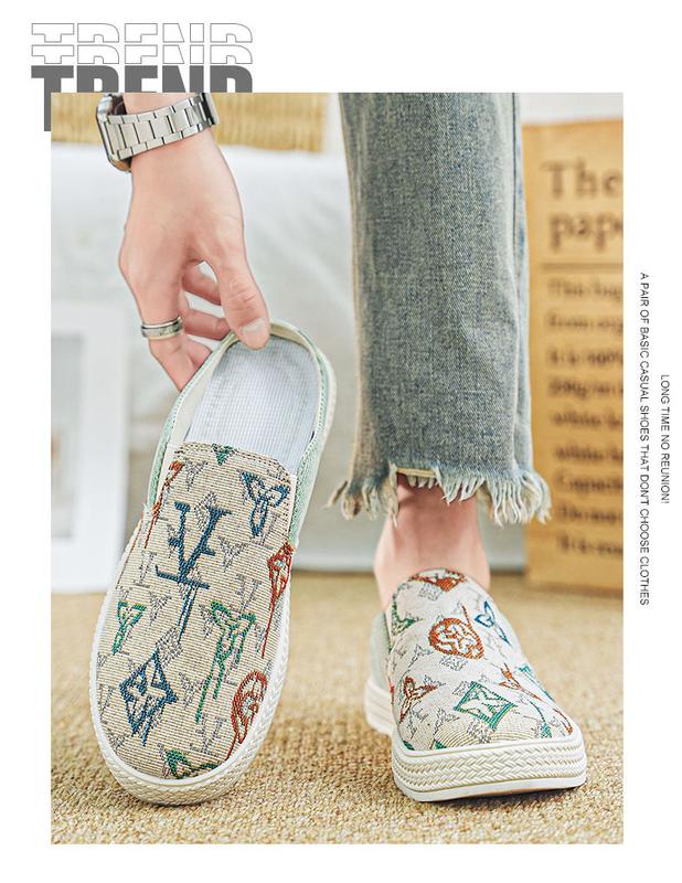 Product Introduction of [Factory Direct Sales] Canvas Shoes Men's Summer Thin Slip-on Half Slippers Men's Shoes Casual and Lightweight Old Beijing Cloth Shoes 7