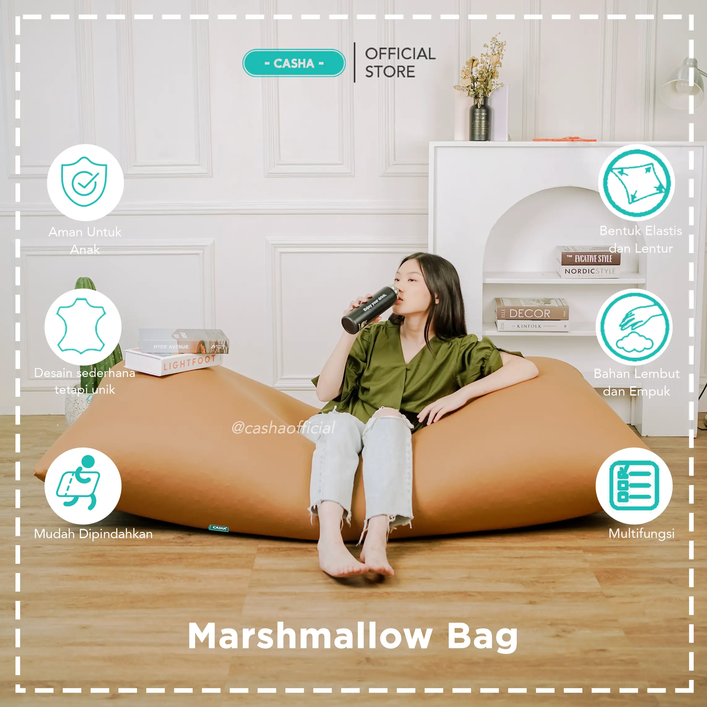CASHA Marshmallow Bag - Alas Duduk Besar Plastik