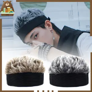 Topi Wig Rambut Pria Rambut Palsu Topi Wig Simulasi Eropa Topi Rambut Naruto Topi Retro Hip-Hop Spoof Beanie Aksesoris Cosplay Anime