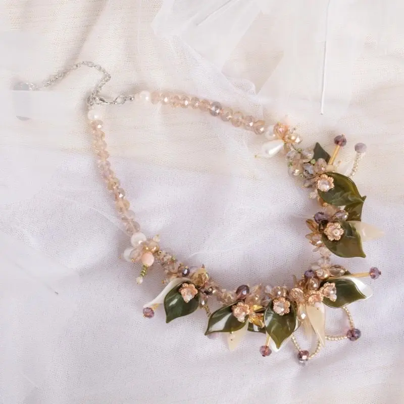 ADHA NECKLACE & EARRINGS /Handmade Beads Necklace and Earrings / Kalung Anting Manik Mute Cantik / Kalung Hijab Friendly / Kalung handmade / Kalung Kristal Ceko / Daily & Special Events Necklace 4