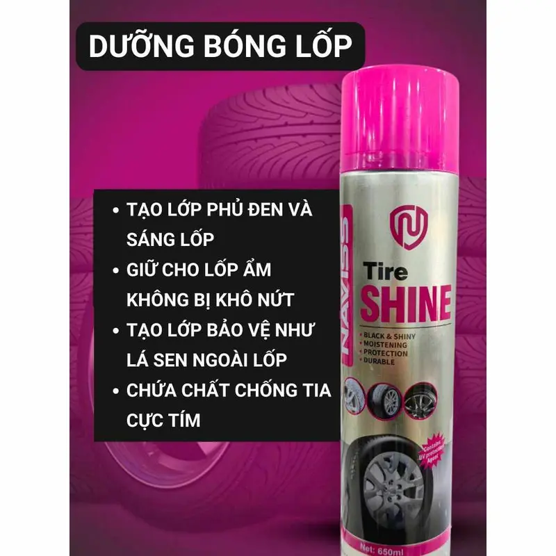 Bình xịt dưỡng bóng vỏ lốp ô tô, phục hồi nhựa đen, chống bám bụi, chống dính nước cọ  rửa 1