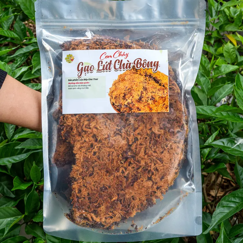 [ƯU ĐÃI LIVESTREAM] Cơm cháy gạo lứt siêu chà bông - cơm cháy đáy nồi túi 500gr - bếp chè thái 7